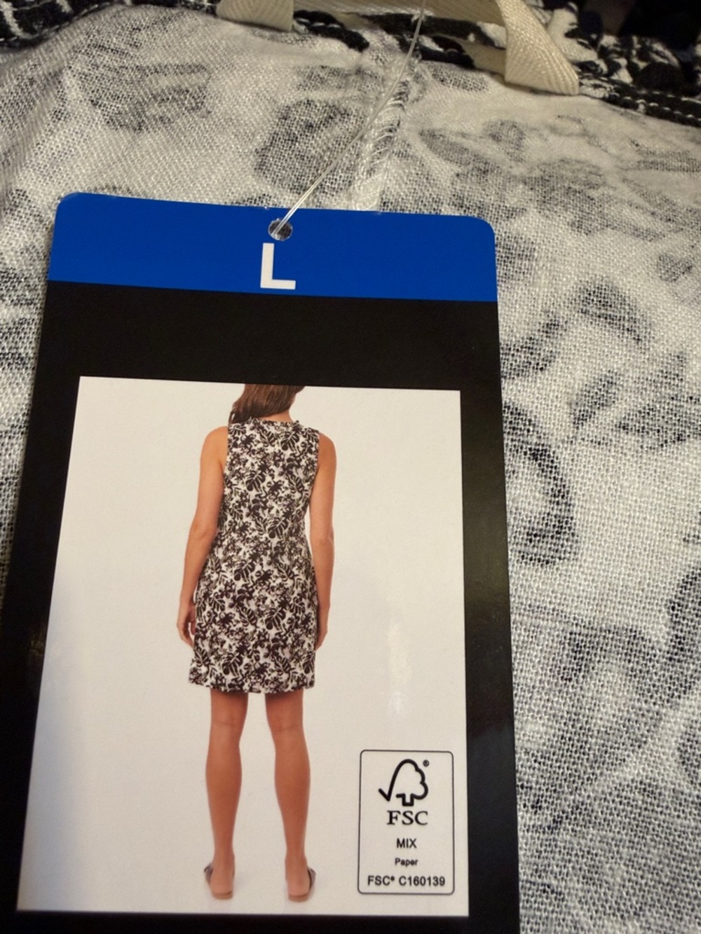 Briggs New York Black and White Linen Blend Dress size L NWT - Picture 4 of 6